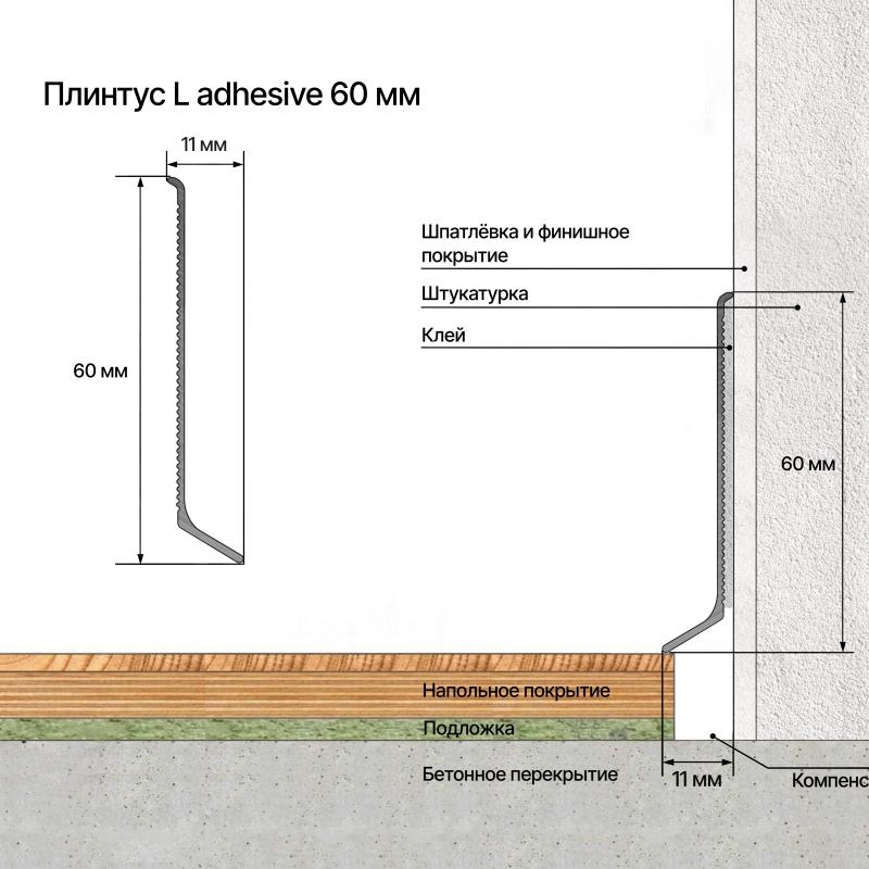 Laconistiq Adh 60 adh_60_l_white Плинтус (Белый)-5
