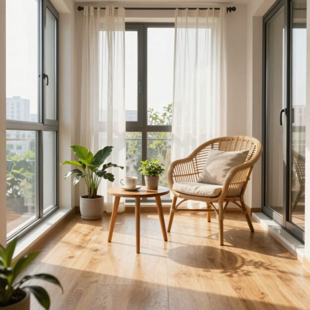 Балкон с кварцвинилом